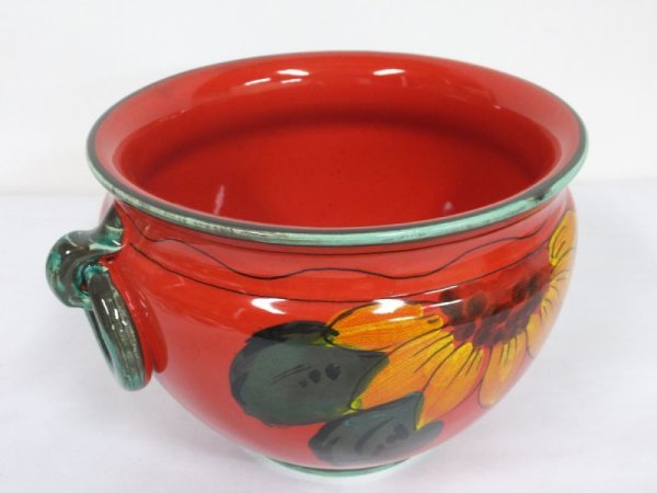 画像2: イタリア製　プランター(イタリアンレッド×ひまわり柄) (2)