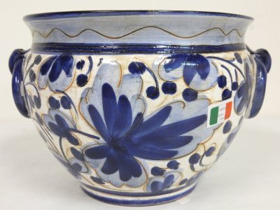 画像1: イタリア製　プランター(ブルー×ホワイト)