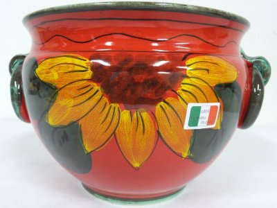 画像3: イタリア製　プランター(イタリアンレッド×ひまわり柄)
