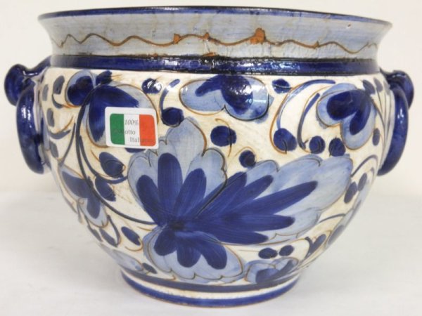 画像1: イタリア製　プランター(ブルー×ホワイト) (1)
